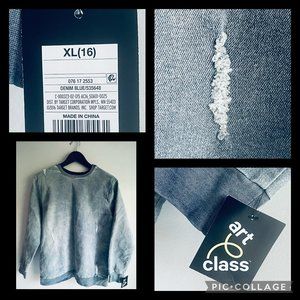 ART CLASS by Target Blue Distressed Denim Jeans Jersey Top SIZE Youth XL 16